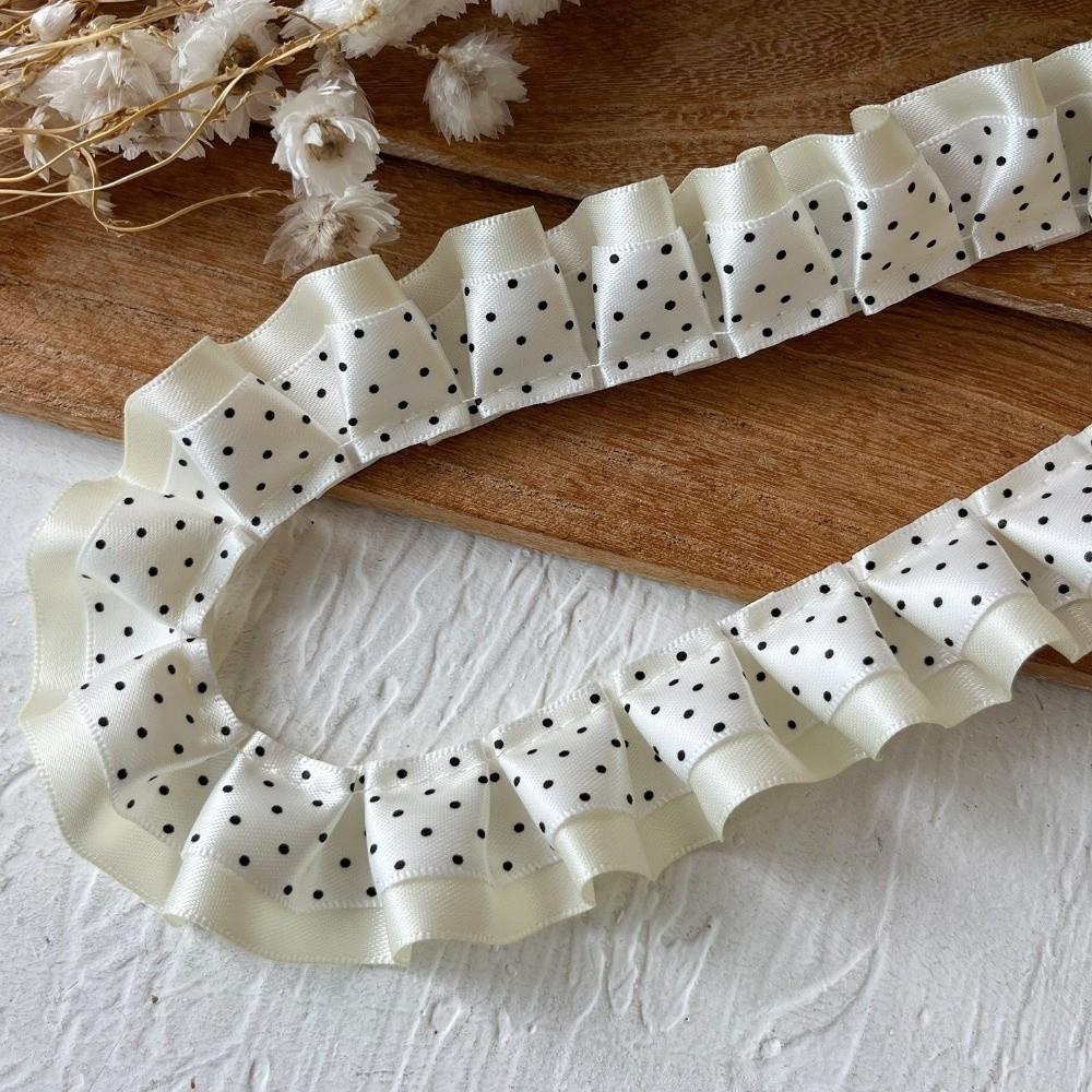 2M Pleated Ribbon Trim Ruffle Trim Collar Cuff Trim Lolita Dress Ribbon Needlework Crafts DIY Double Layer Lace Ribbon