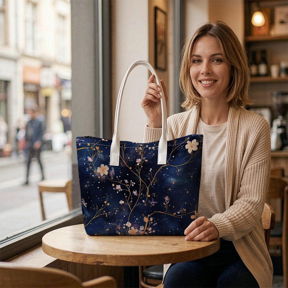 Floral Print Tote Bag Daily Commute Shoulder Bag Elegant Casual Purse