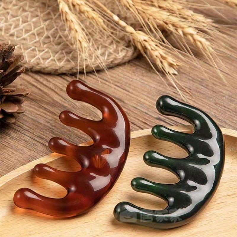 Head Massager - Five-finger Head Therapy Comb - Claw Massage Meridian Comb - Resin Point Pressing Scratching Scalp - Head Pressing Tool - Comb