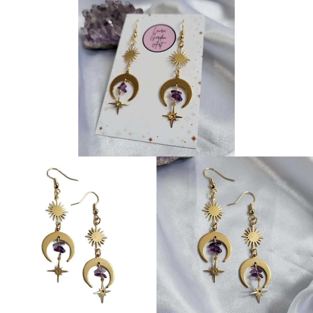 Bohemian Water Drop Crystal Moon Earrings With Handmade Design For Holiday Fashion
