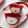 Red Camellia High-Value Ceramic Dishes, Tableware, Souvenir, Wedding Gift, Housewarming, New Home Dish Set