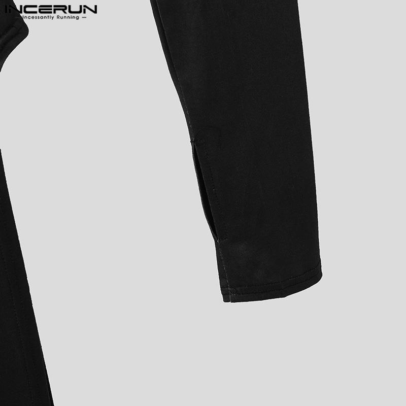 INCERUN Men Summer Oversleeve High Neck Sleeveless Splits Long Tank Tops