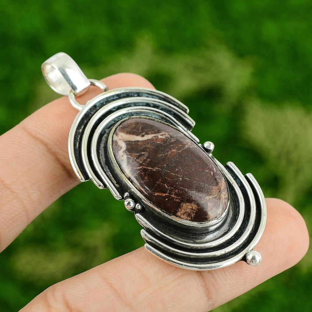 Daughters Day Deal 925 Silver Natural Coconut Jasper Boho Ethnic Pendant Jewelry