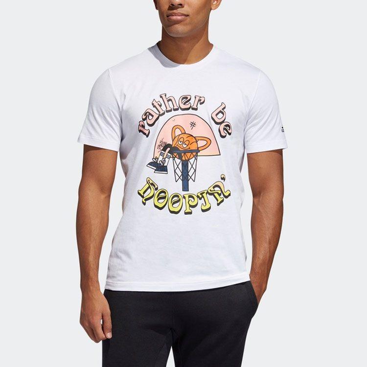 adidas T Shirts Men's White Crew Neck Moderate Straight Fit FS9980