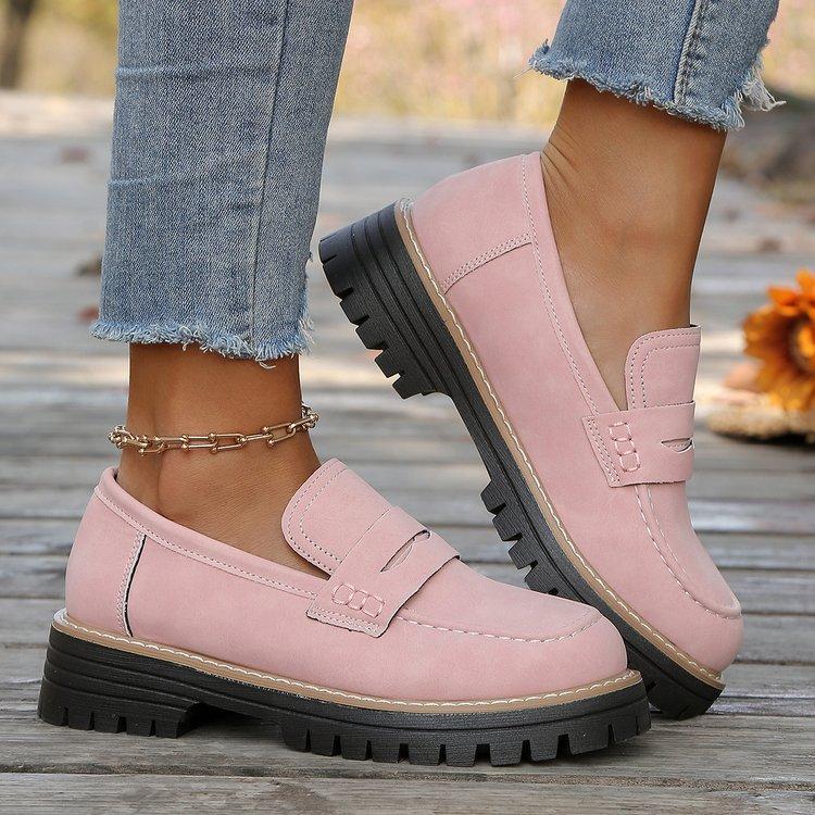 Women's Chunky Platform Loafers,Thick Sole,Round Toe,Casual Women Shoes