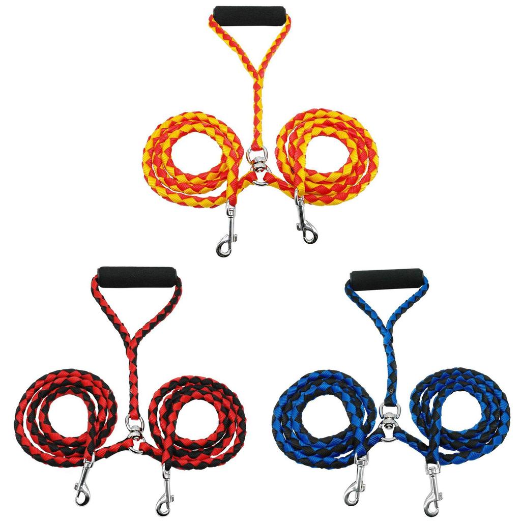 Pet Dog Double Lead With Pp Braided Rope For Walking And Training