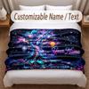Tree of Life Theme Soft Blanket Personalized Custom Name Text Print Warm Blanket Home Sofa Bedroom Decor