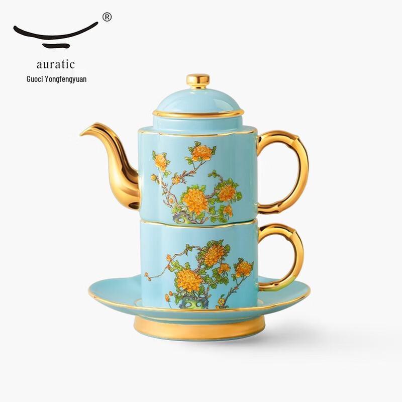 

Yongfengyuan Lady Porcelain West Lake Blue 4-Piece Tea Set