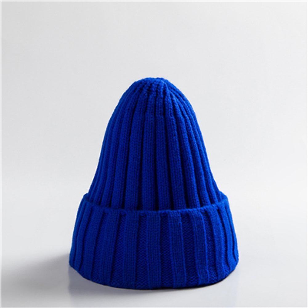 Trendy Autumn Winter Solid Edge Curl Woolen Knitted Skullies Beanies Unisex Ear Protection Warm Fitting Hood Hat