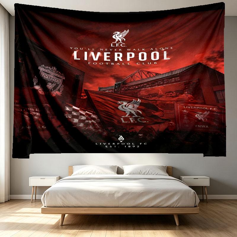 Liverpool F.C Print Tapestry - Portable Wall Decor Cloth, for Home, Dorm, Travel, Bedroom, Living Room - Ideal Birthday Housewarming Gift