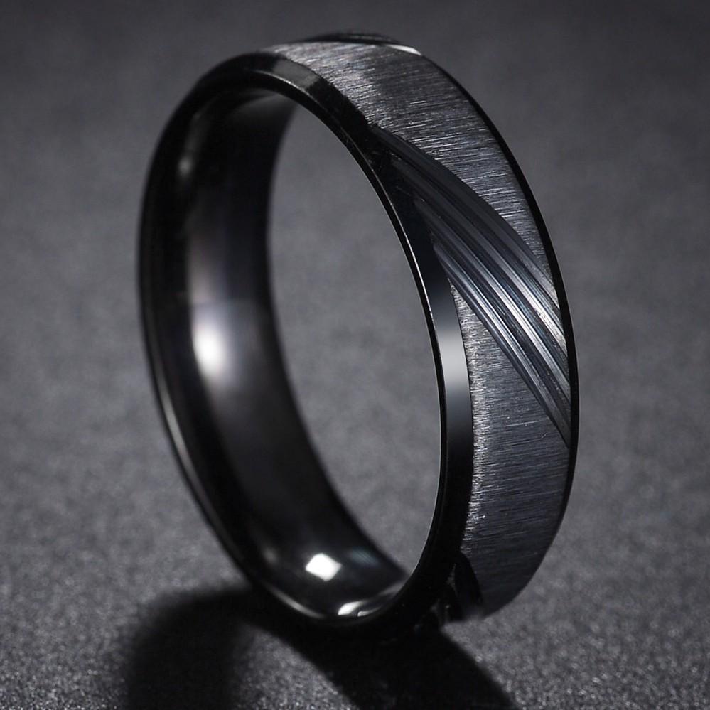 Fede in Tungsteno Nero Anelli Punk Trama d'Acciaio per Uomo Donna Scanalatura Fibra di Carbonio Anello alla Moda