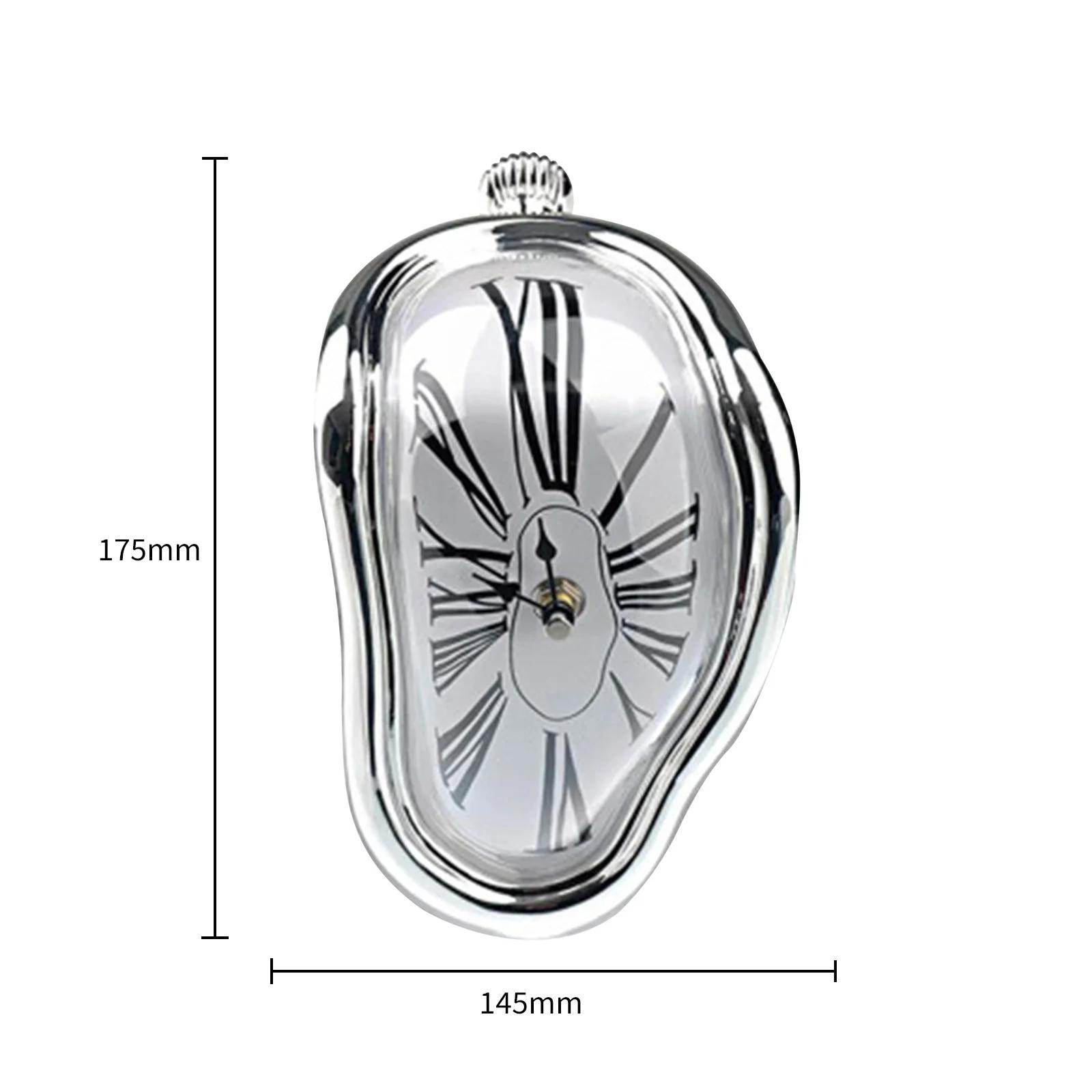 

New Melting Distorted Wall Clock Surrealism Clock Table Shelf Desk Fashion Wall Watch Home Creative Decoration срібний