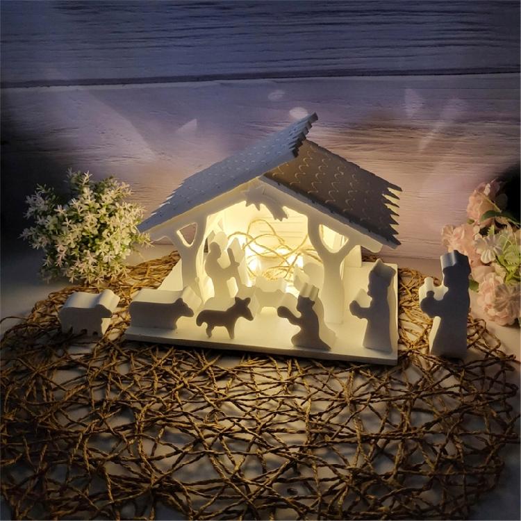 Tabletop Ornament Mould Flexible Silicone Mold for Nativity House Office Decoration Desktop Embellishment Making Molds