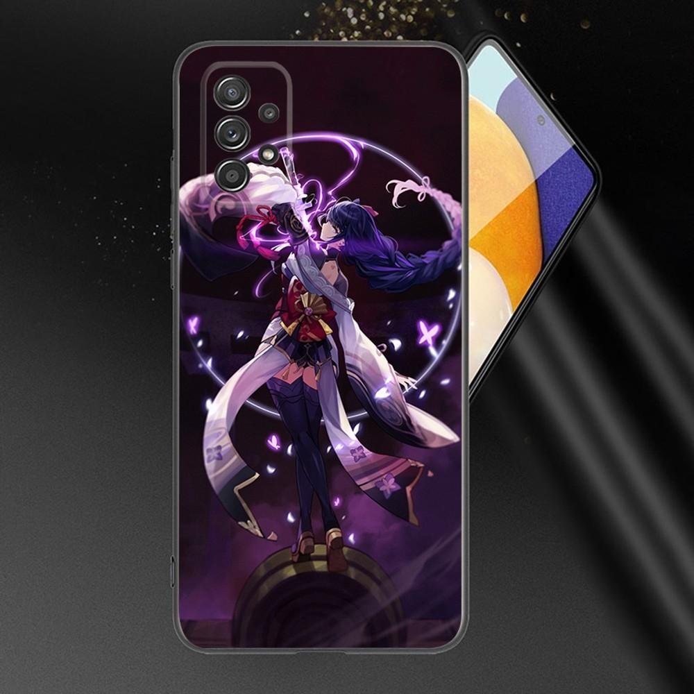G-Genshin Impact Raiden Shogun Phone Case For Samsung Galaxy A13,A21s,A22,A31,A32,A52,A53,A71,A80,A91 Soft Black Phone Cover