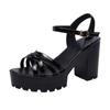 Qualität Übergröße 32-43 Blockabsatz 8cm Plateau Sandalen Damenschuhe Creepers 2025 Sommer High Heels Sandalen Damen Büroschuh
