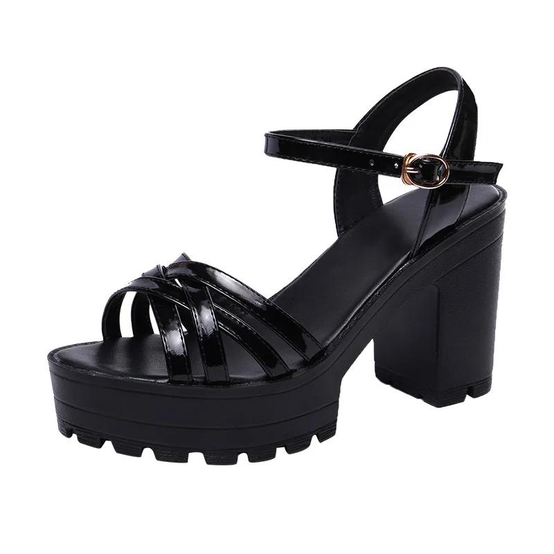 Quality Plus Size 32-43 Block Heel 8cm Platform Sandals Women Shoes Creepers 2025 Summer High Heels Sandals Ladies Office Shoe