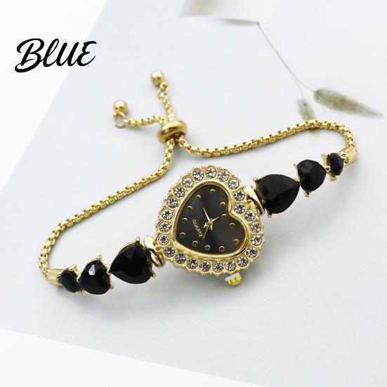 Classic Wristwatch for Ladies Women's Heart Shaped Bracelet Watch Rhinestone