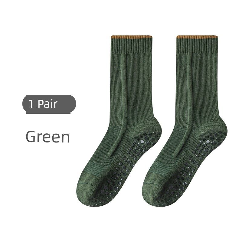 

Towel Bottom Non-Slip Gel Pad Sports Yoga Fitness Knee Socks Women s Socks Green