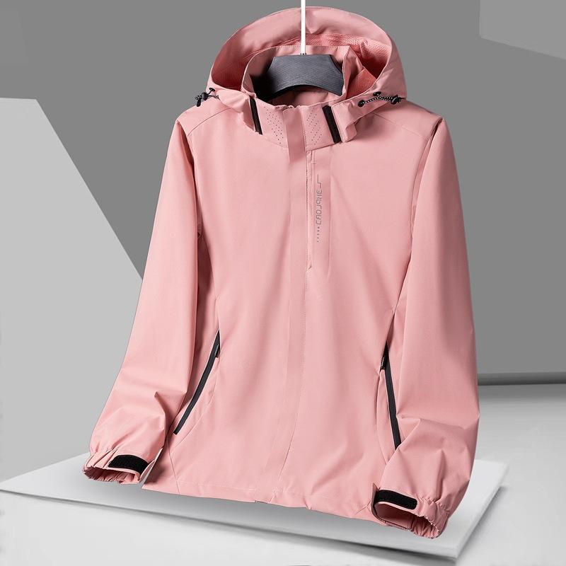 

Унисекс водонепроницаемая ветровка: Легкая куртка с капюшоном для активного отдыха на весну/осень. L