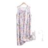 Women's 2025 New Floral Cotton-Silk Blend Sleeveless Nightdress - Plus Size, Loose Fit