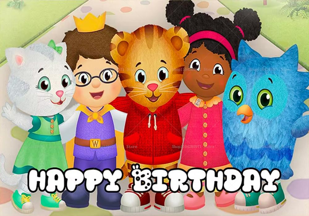 Sfondo Cartone Animato Daniel Tiger, Striscione con Tema Amici del Quartiere, Decorazione Festa Bambini, Sfondo Fotografico