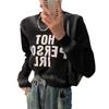 Früher Herbst neuer Retro lockerer Strickpullover mit Buchstabenprint für Damen Rundhals Nische vielseitig langärmliger Pullover