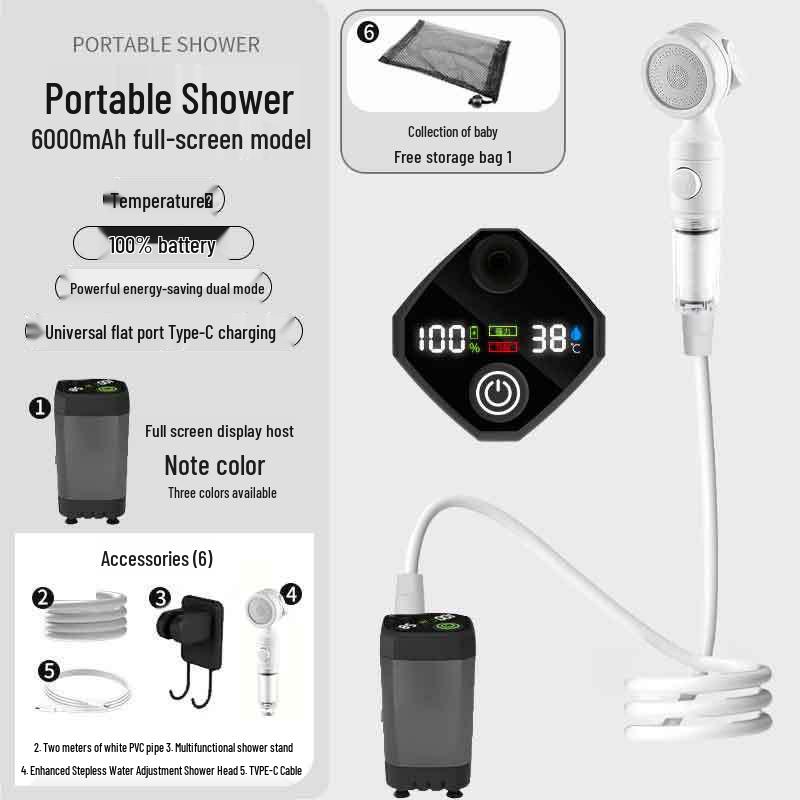 Portable Outdoor Electric Shower Set with Charging Shower Head and Tent