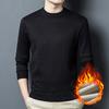 Autumn And Winter Jacquard Fleece Thickened Integrated Fleece Men'S Long-Sleeved Business Casual Crew Neck Sweater Containing Wool Mulberry Silk