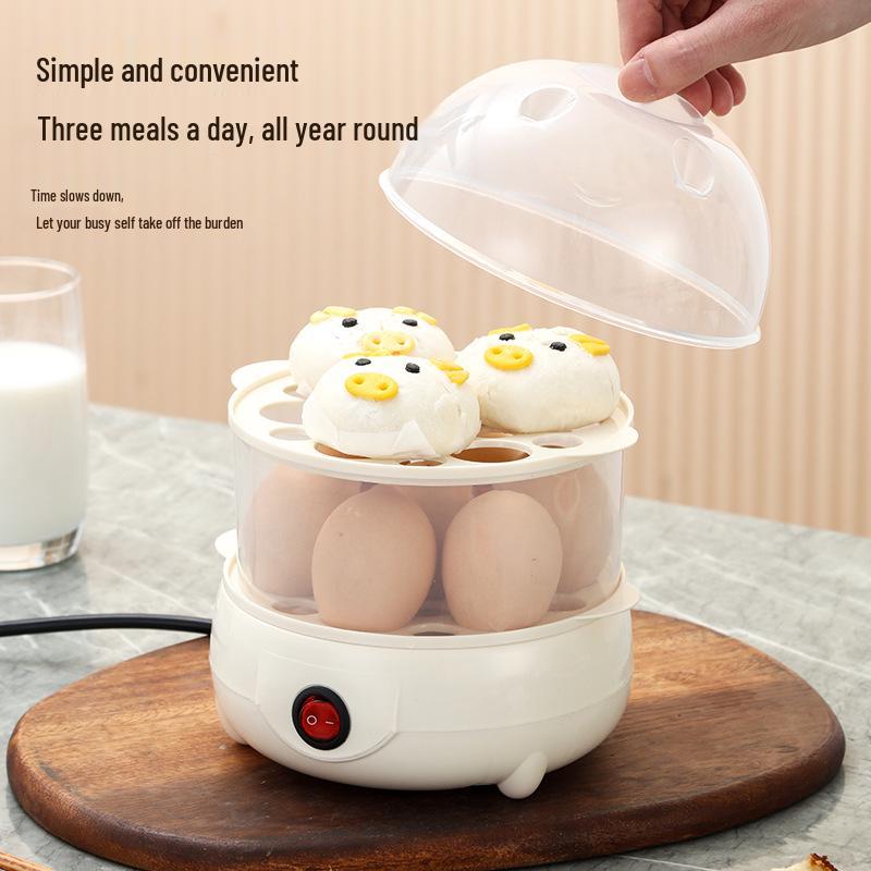 Stainless Steel Double-Layer Egg Steamer: Automatic Mini Breakfast Cooker