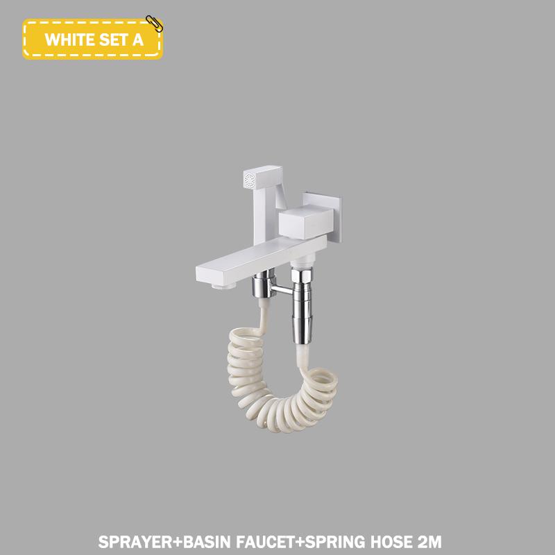 Waschbeckenarmatur aus gebürstetem Gold, Waschbeckenarmatur, Wandmontage, Einhebelmischer aus Messing für heiße und kalte Badewannen mit Handbrause