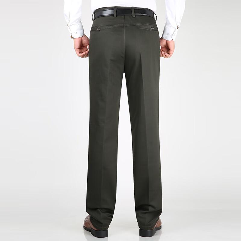 ROMON Men's Autumn/Winter Thickened Business Casual Straight-Leg Pants