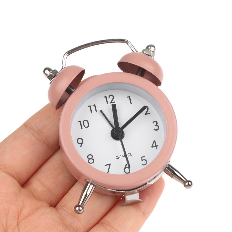 Mini Retro Twin Bell Alarm Clock Simple Desktop Wake Up Clock Small Desk Clock For Students Bedroom Office Home Table Decor