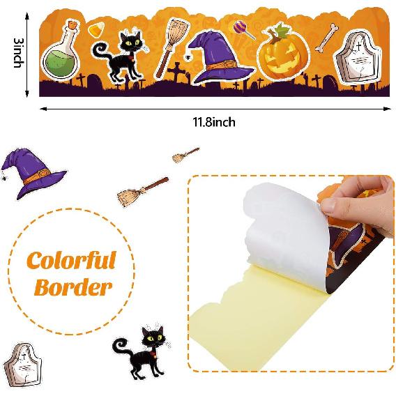 Zonon 64 Pcs Back to School Bulletin Board Borders Summer Back to School Fall Thanksgiving Bulletin Board Borders Trim Decoration Self Adhesive Strip