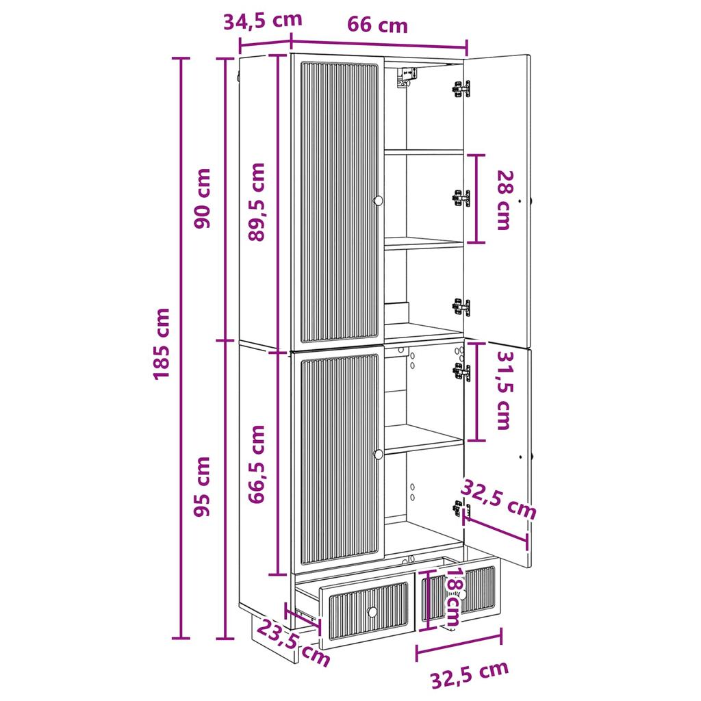 Cabinet Set 2 pcs Smoked Oak 66 x 34.5 x 95 cm