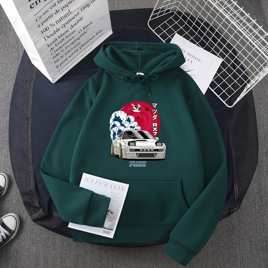 Hot selling anime anime head text D car hooded sweater men sweatshirt JDM car tide