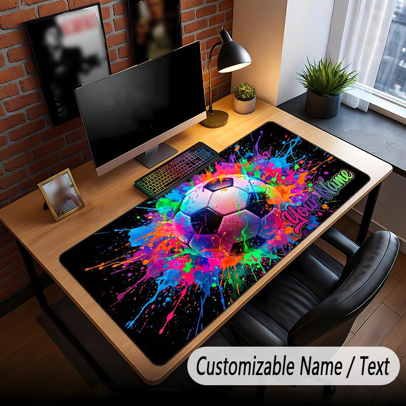 Mouse Pad Personalizado com Tema de Futebol Personalizado com Nome Texto Tapete de Mesa Personalizado Para Escritório Decoração de Casa