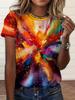 Summer Fashion Peacock Flower 3D Print T-Shirts Women Casual Short Sleeve T Shirt Streetwear Round Neck Tees Top Female Clothing