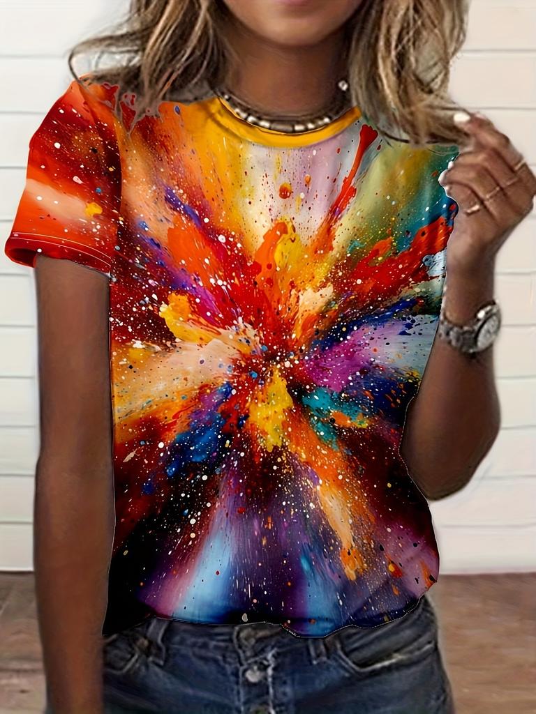 Summer Fashion Peacock Flower 3D Print T-Shirts Women Casual Short Sleeve T Shirt Streetwear Round Neck Tees Top Female Clothing