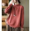 Maglione Lavorato a Maglia Autunno Inverno da Donna Taglie Forti Stile Coreano Top Ampi Mezzo Collo Alto Maglia Base Ampia Pullover