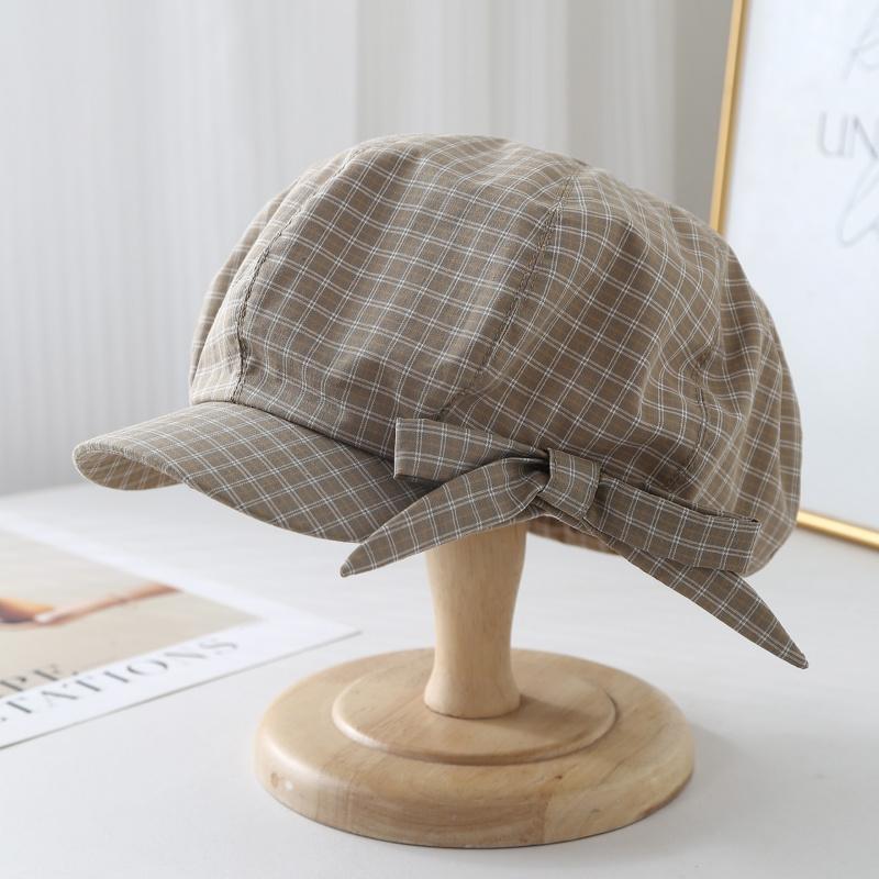 Women's Beret Newsboy Hat Bow Plaid Spring Summer Autumn Sweet Fashion Painter Cap Female