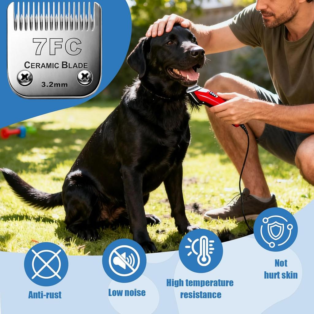 Dog Grooming Replacement Blades Compatible with Andis Dog Clipper, Dog Clipper Blades Compatible with Oster A5,Wahl KM-10 Series Dog Clipper,7FC