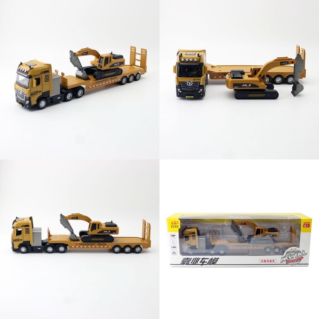 Flat And Trailer Excavator Alloy Model With Acousto Optic Design For Gift Kids