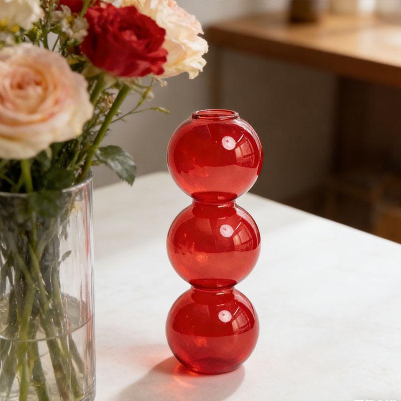 1Pc Glass Vase Hydroponics Desktop Ornaments Crystal Ball Bottle Creative Art Flower Ware Home Decor Colorful Ins