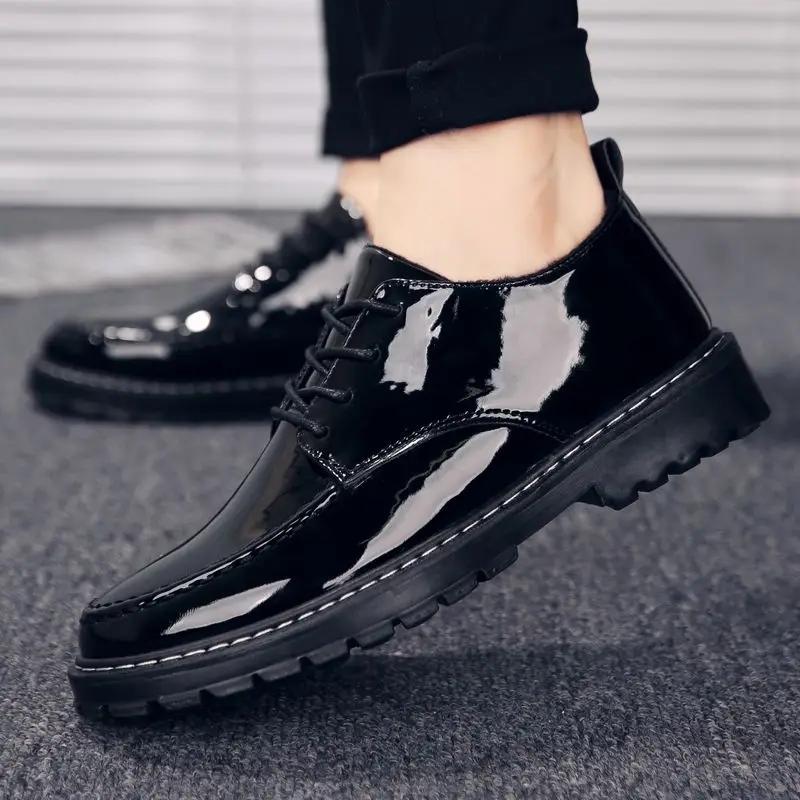 Fashion Leather Shoes for Men Non Slip and Waterproof Flat Man Casual Shoe Round Toe New In On Sale Elegant Luxury Comfortable Social Pu