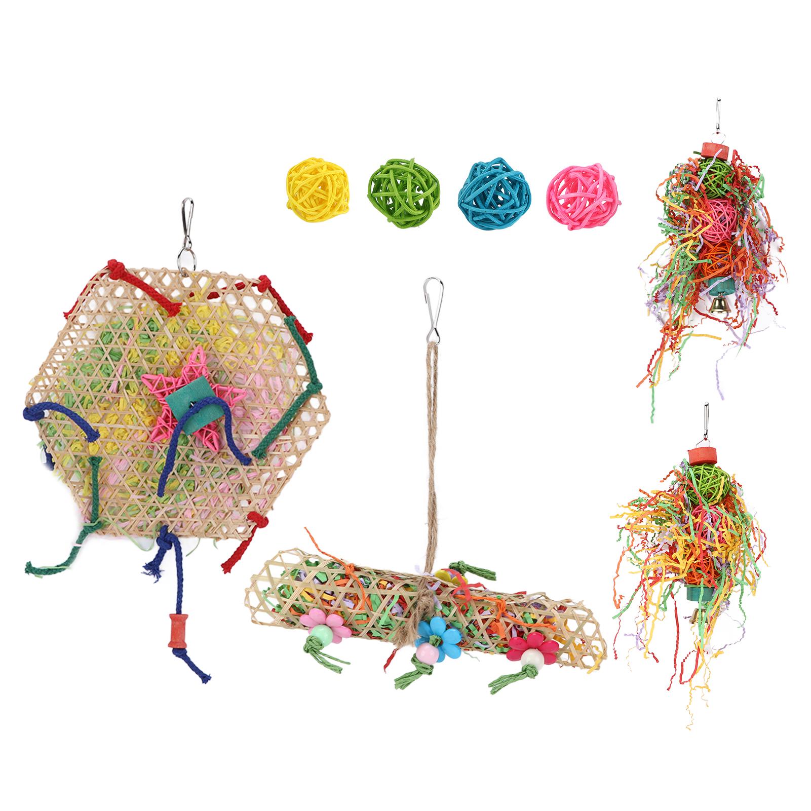 

Bird Chewing Toys Bird Colorful Foraging Shredder Toy with Swing for Small Medium Parrots