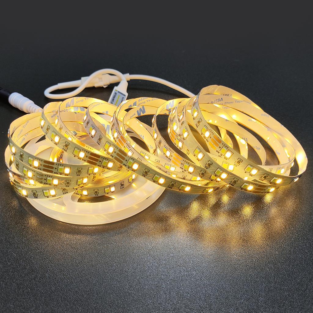 EU LED Dual Color Light Strip Kit, 24V 120 LEDs Bare Board Non-Waterproof, 15-Key Dimming, Bedroom Mirror Decorative Atmosphere Light