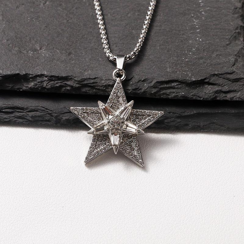 Trendy Turning Five-pointed Star Jewelry, Fashionable and High-end Handsome Men's Pendant Necklace Jewelry