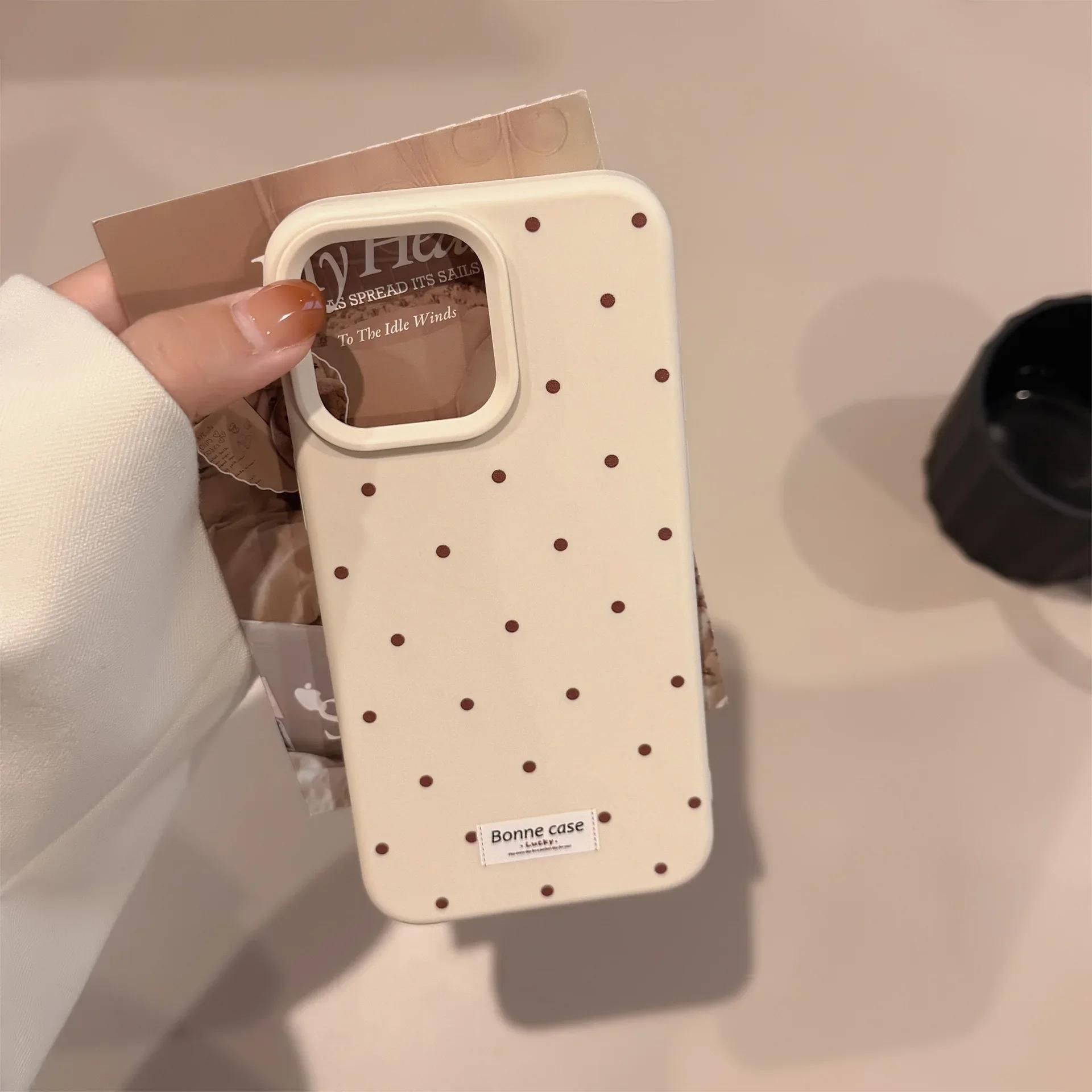 

Korean INS Style Minimalist Polka Dots Phone Case for IPhone17 16 15 14 12 13 11 Pro ProMax Shockproof Phone Cover iPhone 17ProMax