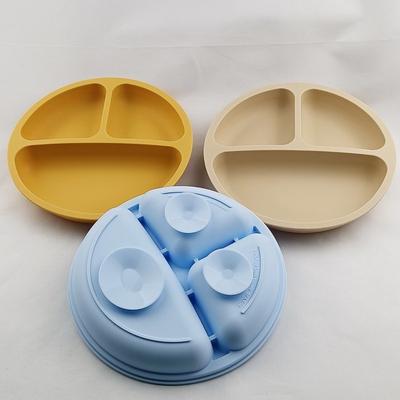 Pratik BPA İçermeyen Silikon Emme Plakası 3 Izgaralar Mutfak için Bebek Bebek Besleme Malzemeleri