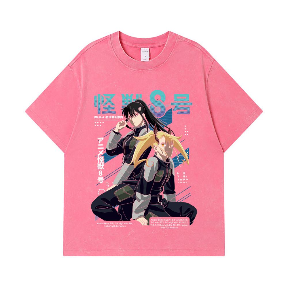 275 GSM Washed T-shirts 100% Cotton Kaiju No 8 V13 Print Unisex Heavy Cotton T Shirt